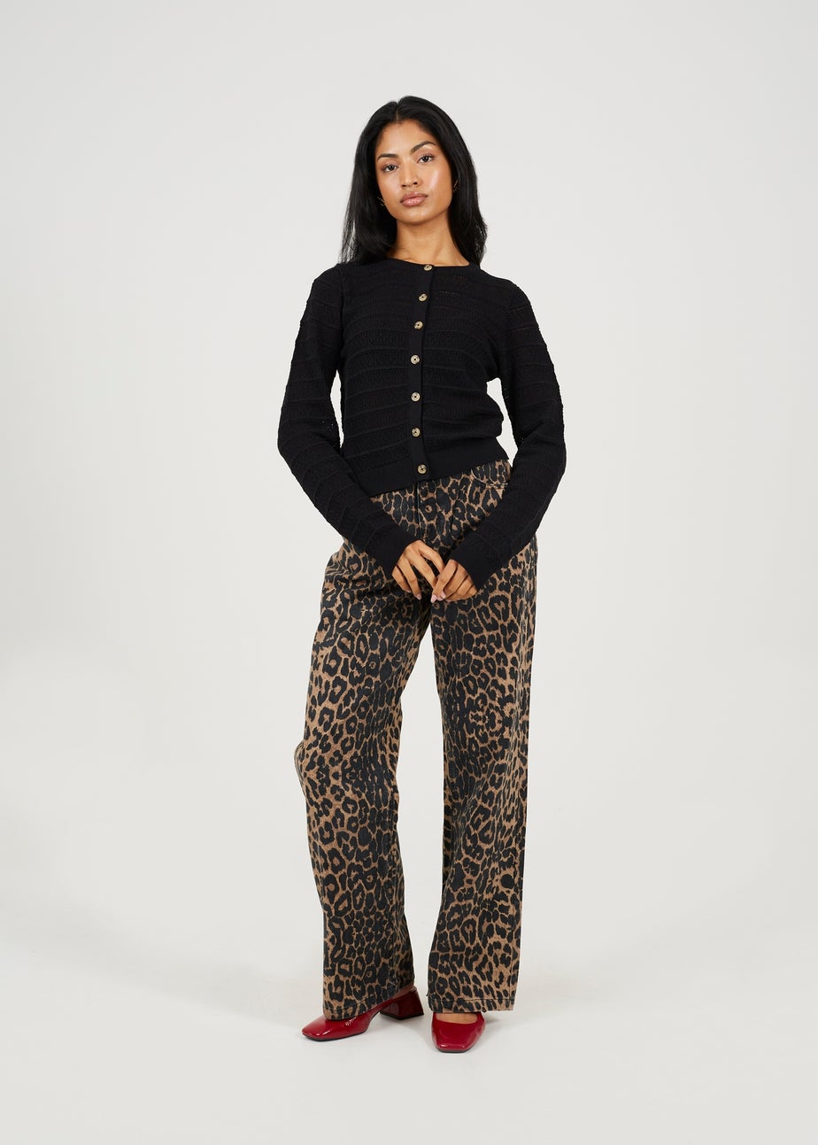 Brave Soul Black Stitch Detail Crew Neck Cardigan