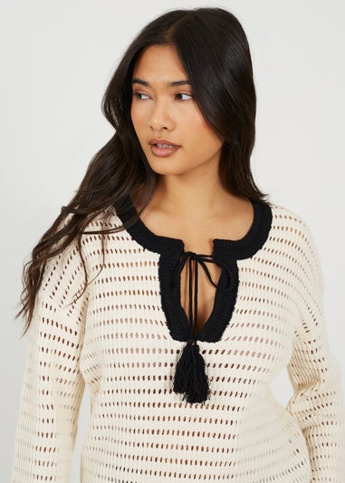 Brave Soul Cream Loose Knit V Neck Jumper