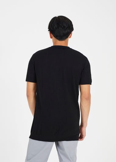 Brave Soul Black Short Sleeve Knitted Polo Shirt