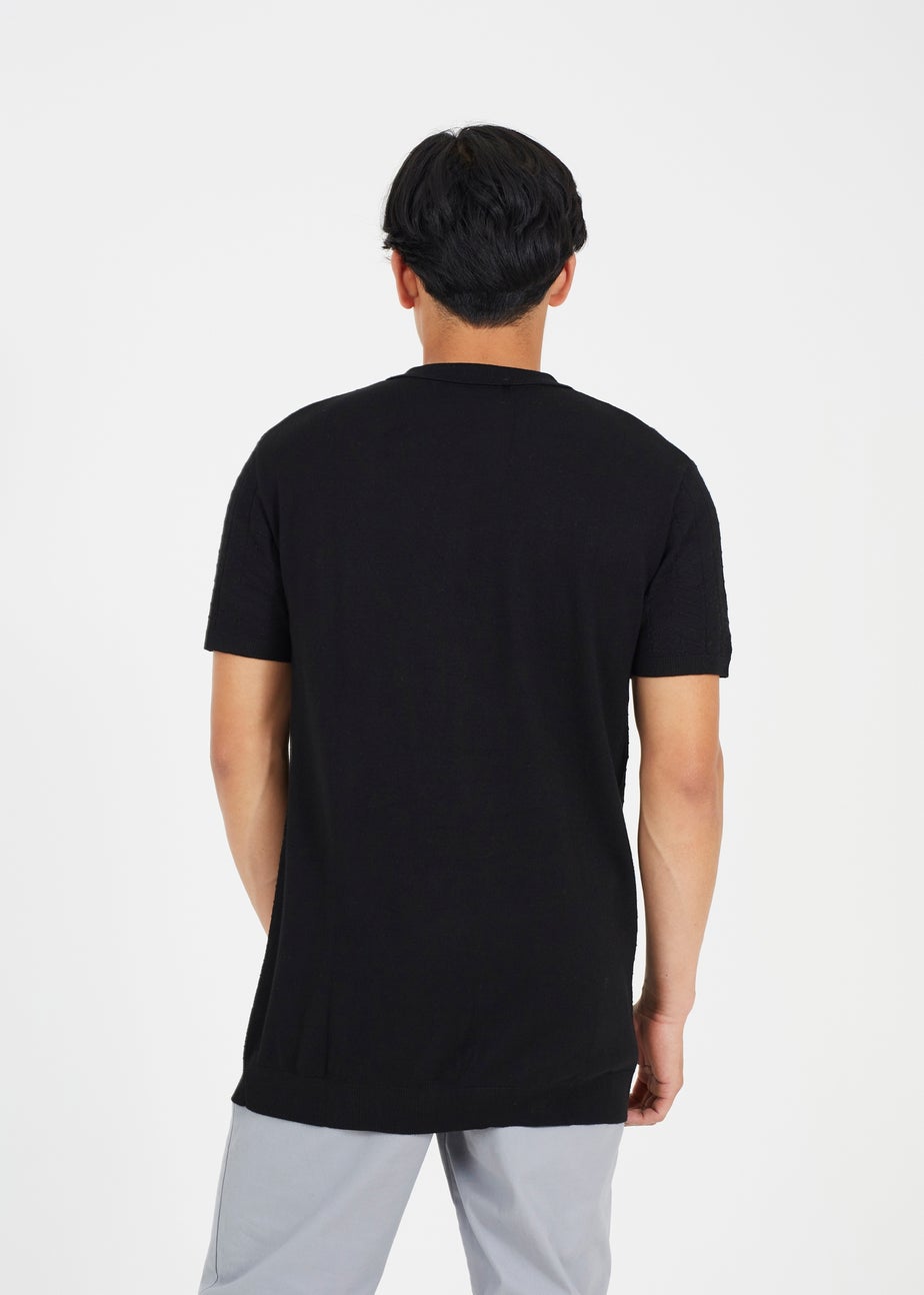 Brave Soul Black Short Sleeve Knitted Polo Shirt
