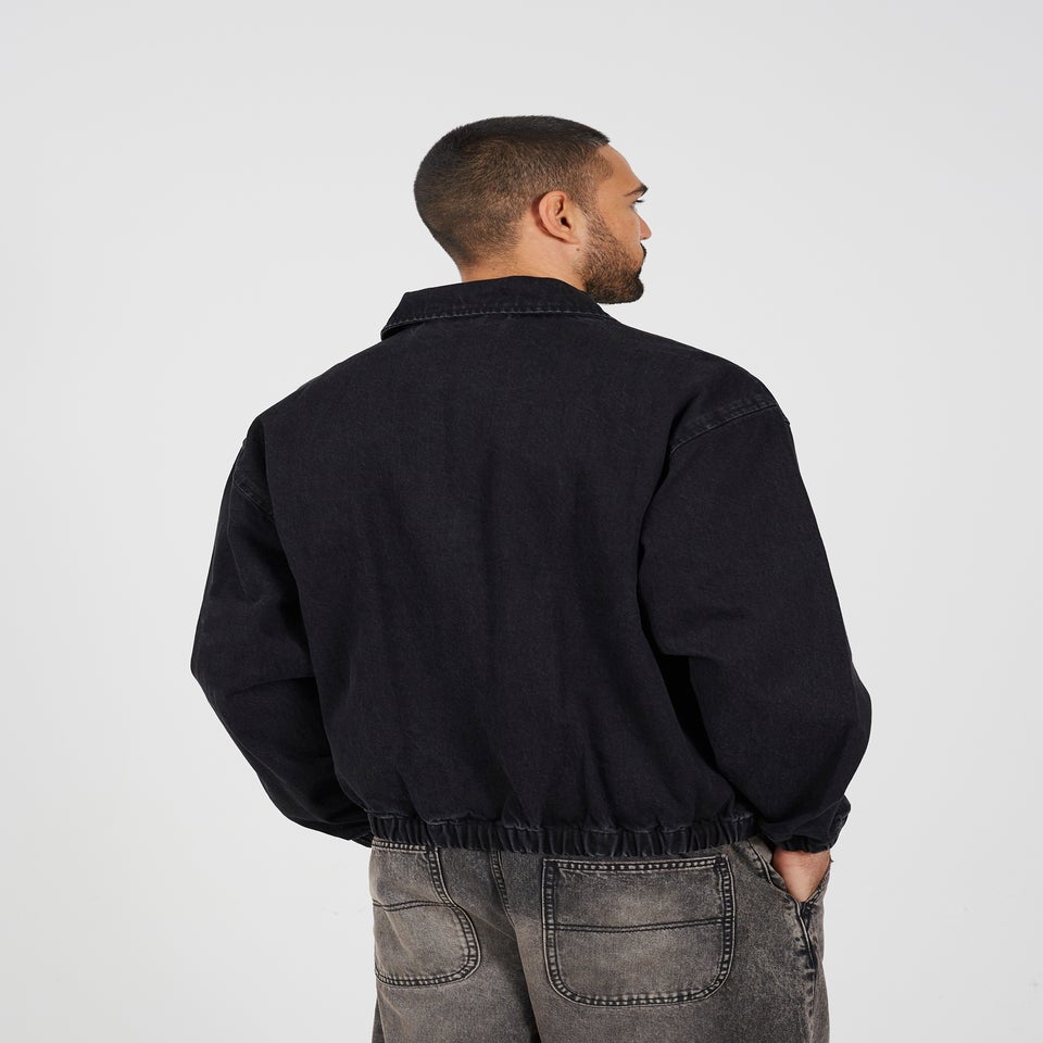 Brave Soul Black Oversized Denim Bomber Jacket