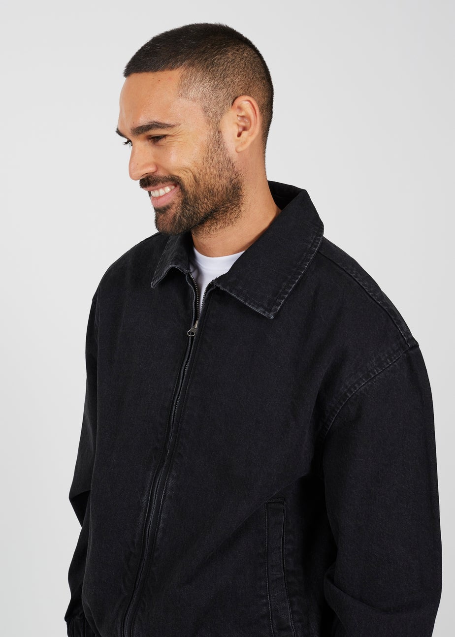 Brave Soul Black Oversized Denim Bomber Jacket