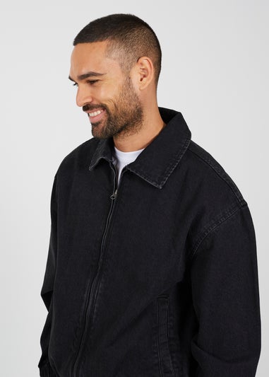 Brave Soul Black Oversized Denim Bomber Jacket