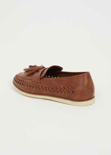 Brave Soul Tan Faux Leather Woven Loafers