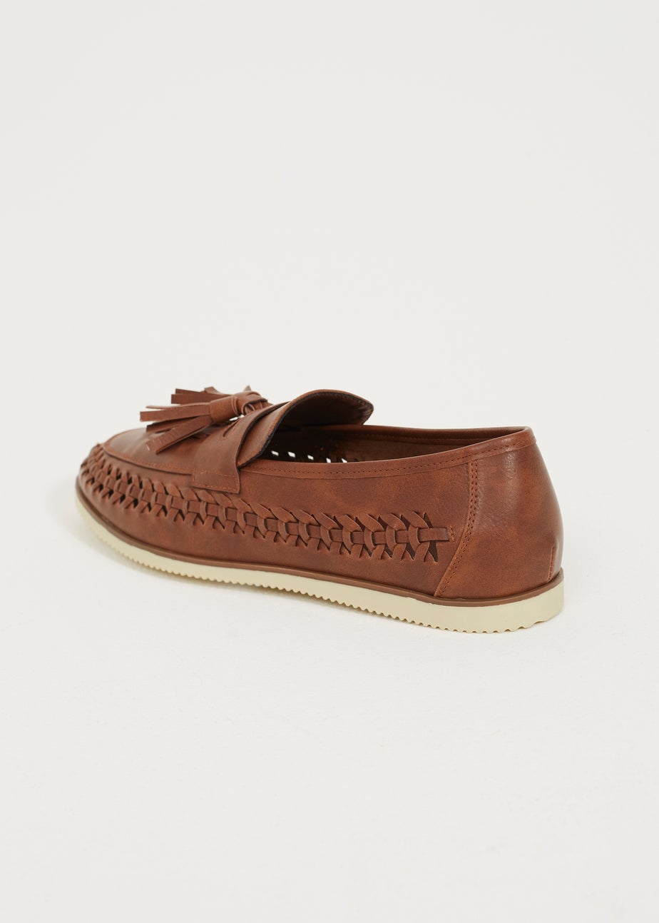 Brave Soul Tan Faux Leather Woven Loafers