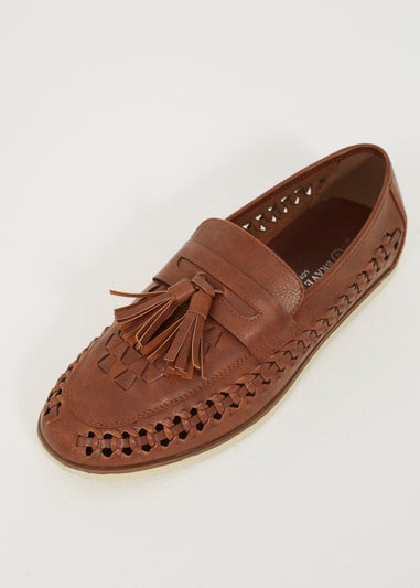 Brave Soul Tan Faux Leather Woven Loafers