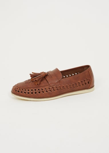 Brave Soul Tan Faux Leather Woven Loafers