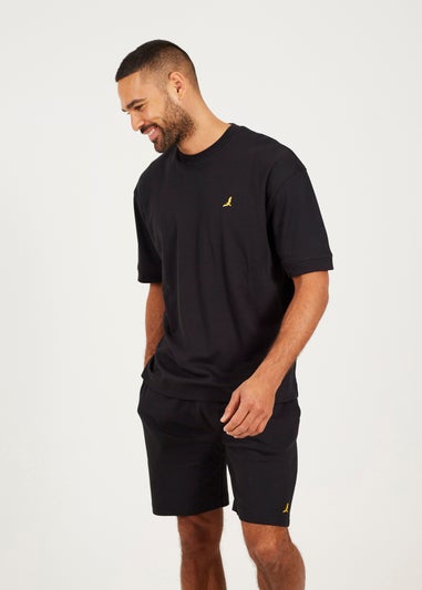 Brave Soul Black Oversized T Shirt & Short Co Ord Set