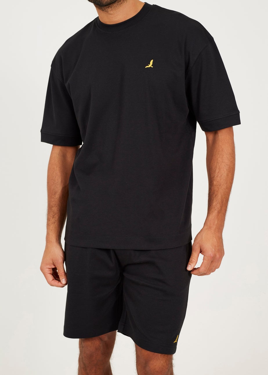 Brave Soul Black Oversized T Shirt & Short Co Ord Set