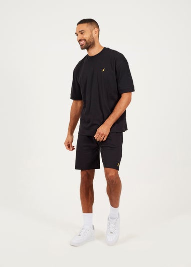Brave Soul Black Oversized T Shirt & Short Co Ord Set