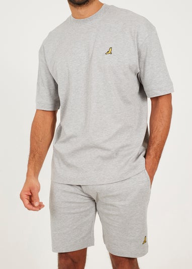 Brave Soul Grey Oversized T Shirt & Short Co Ord Set