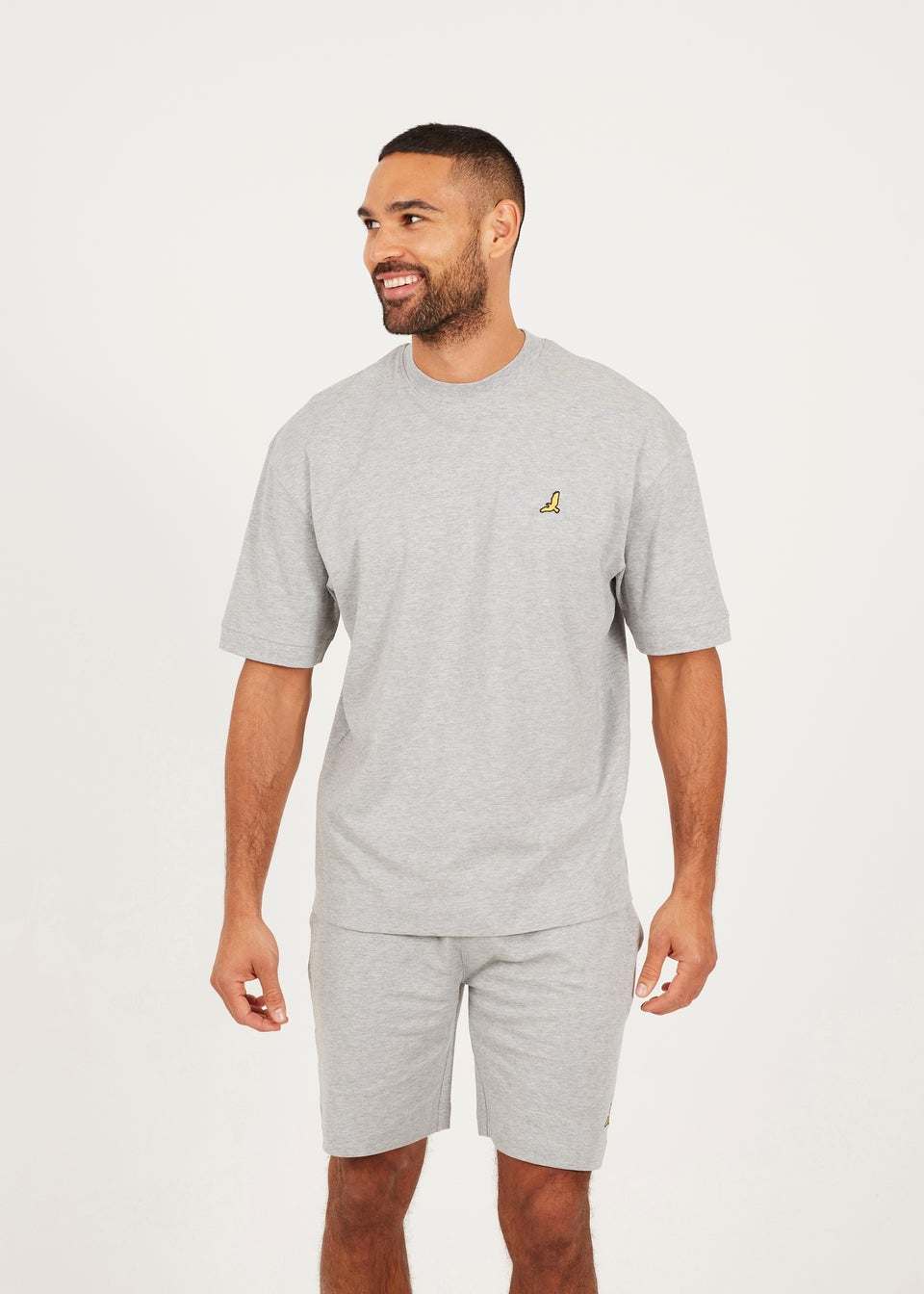 Brave Soul Grey Oversized T Shirt & Short Co Ord Set