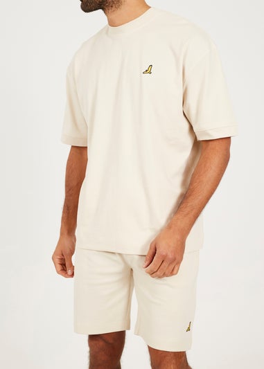 Brave Soul Taupe Oversized T Shirt & Short Co Ord Set