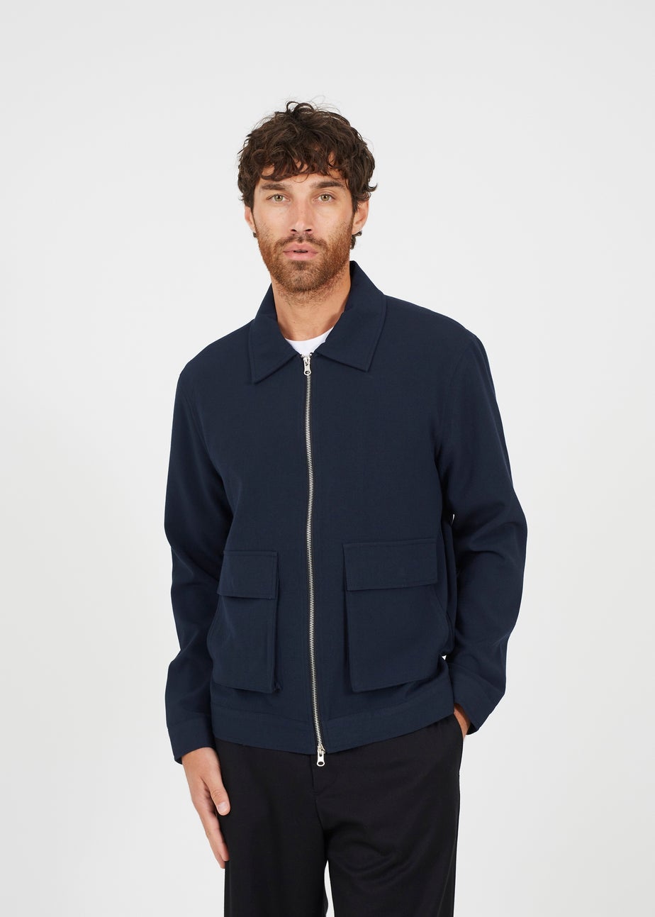Brave Soul Navy Patch Pocket Harrington Jacket