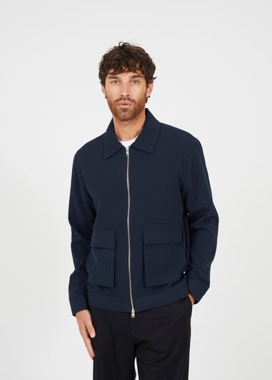 Brave Soul Navy Patch Pocket Harrington Jacket