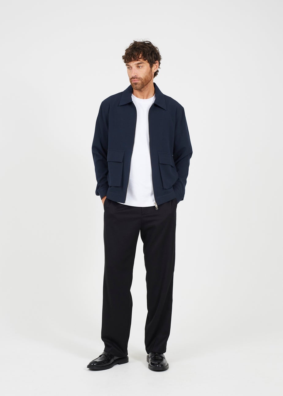 Brave Soul Navy Patch Pocket Harrington Jacket