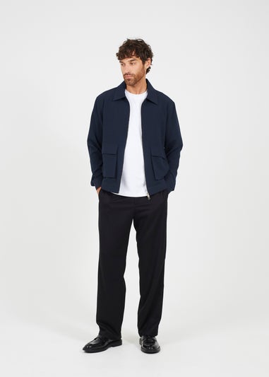 Brave Soul Navy Patch Pocket Harrington Jacket