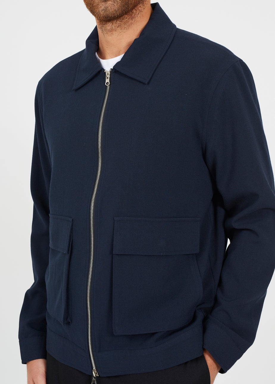 Brave Soul Navy Patch Pocket Harrington Jacket