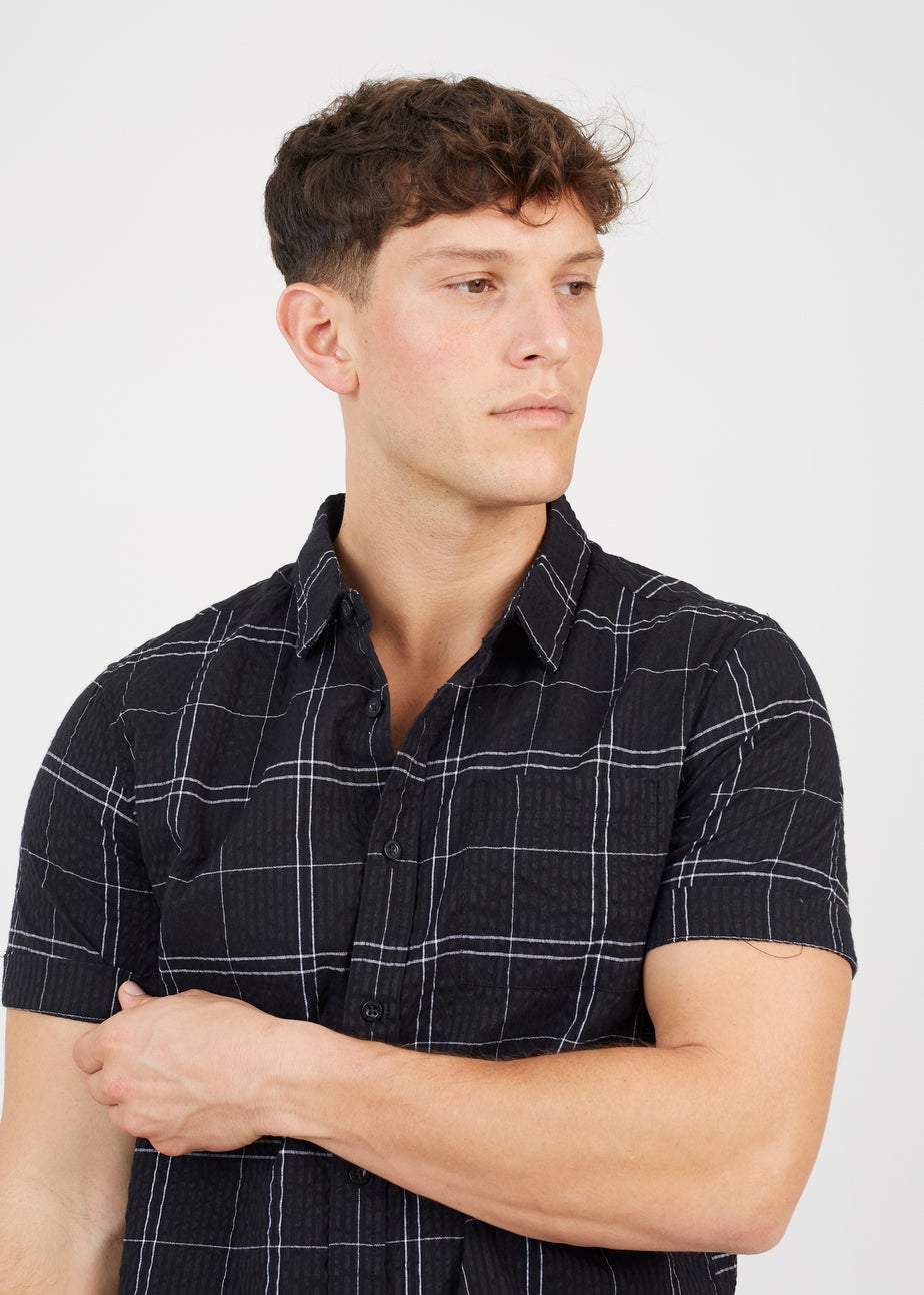 Brave Soul Black Check Short Sleeve Shirt