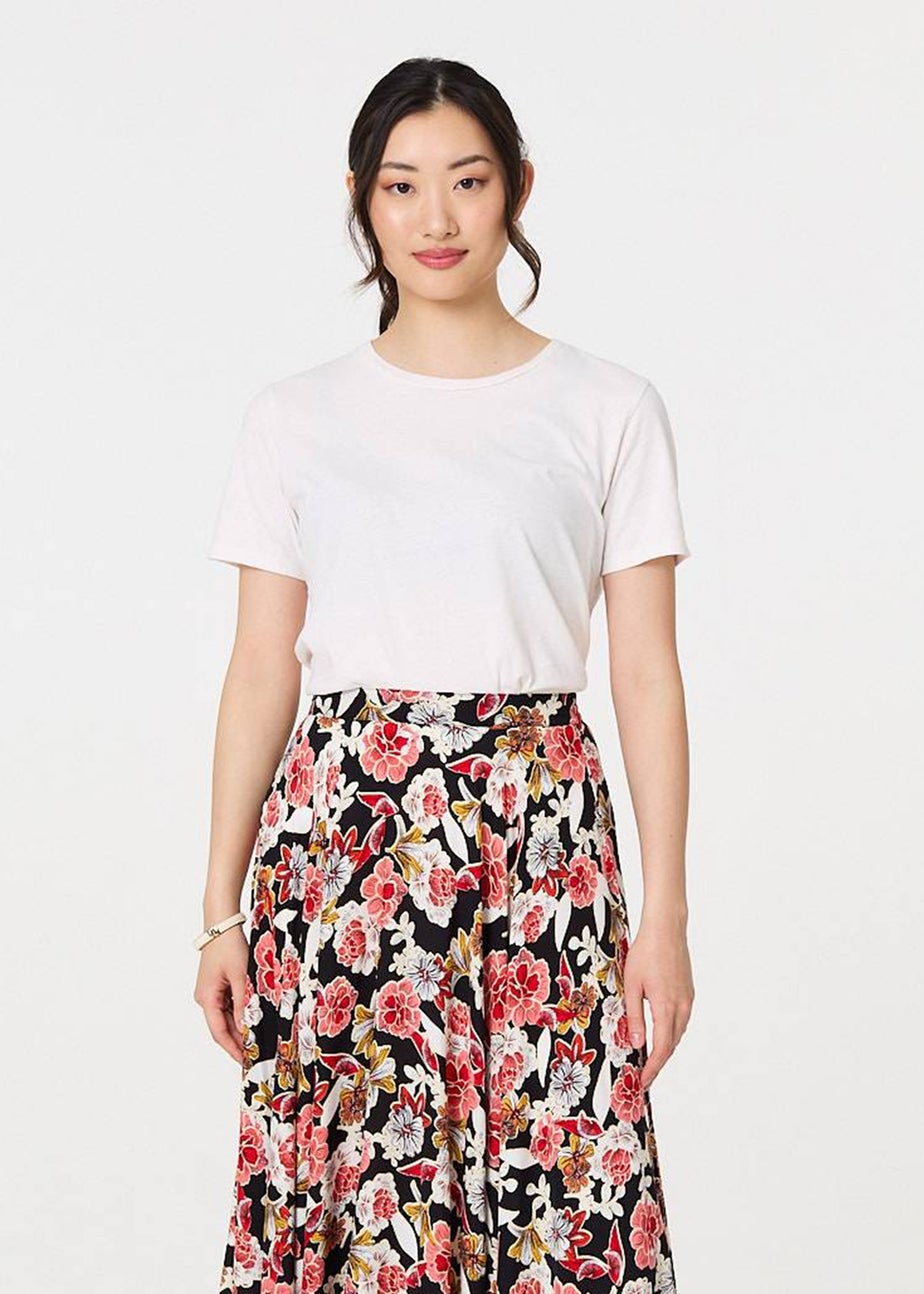 Izabel London Orange Floral High Waist A Line Maxi Skirt