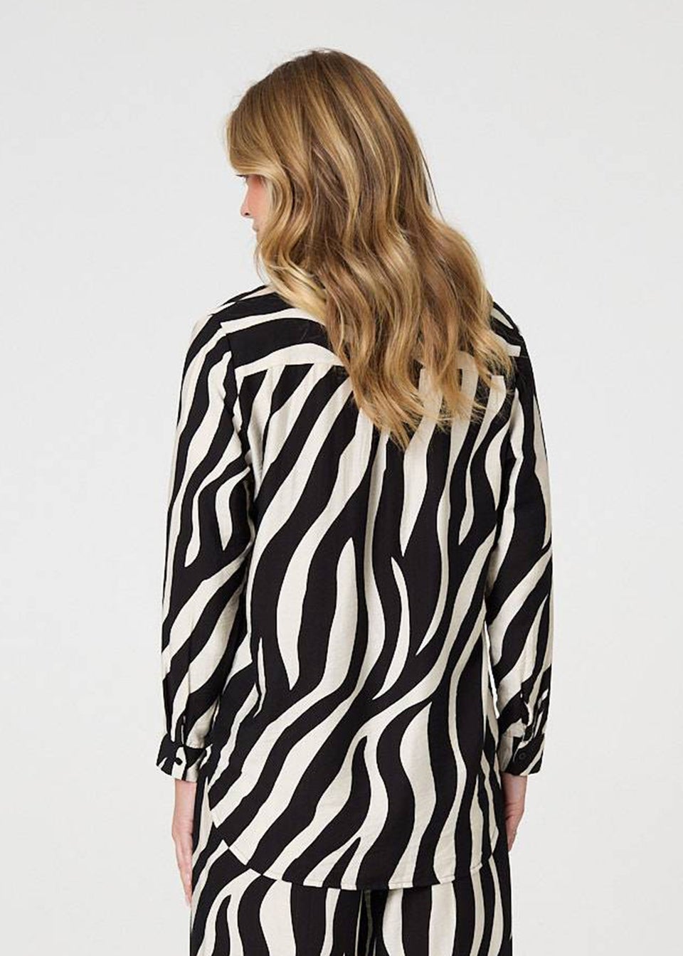 Izabel London Black Zebra Print Long Sleeve Relaxed Shirt