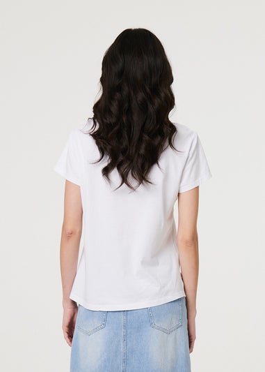 Izabel London White Metallic Star Detail Relaxed T Shirt