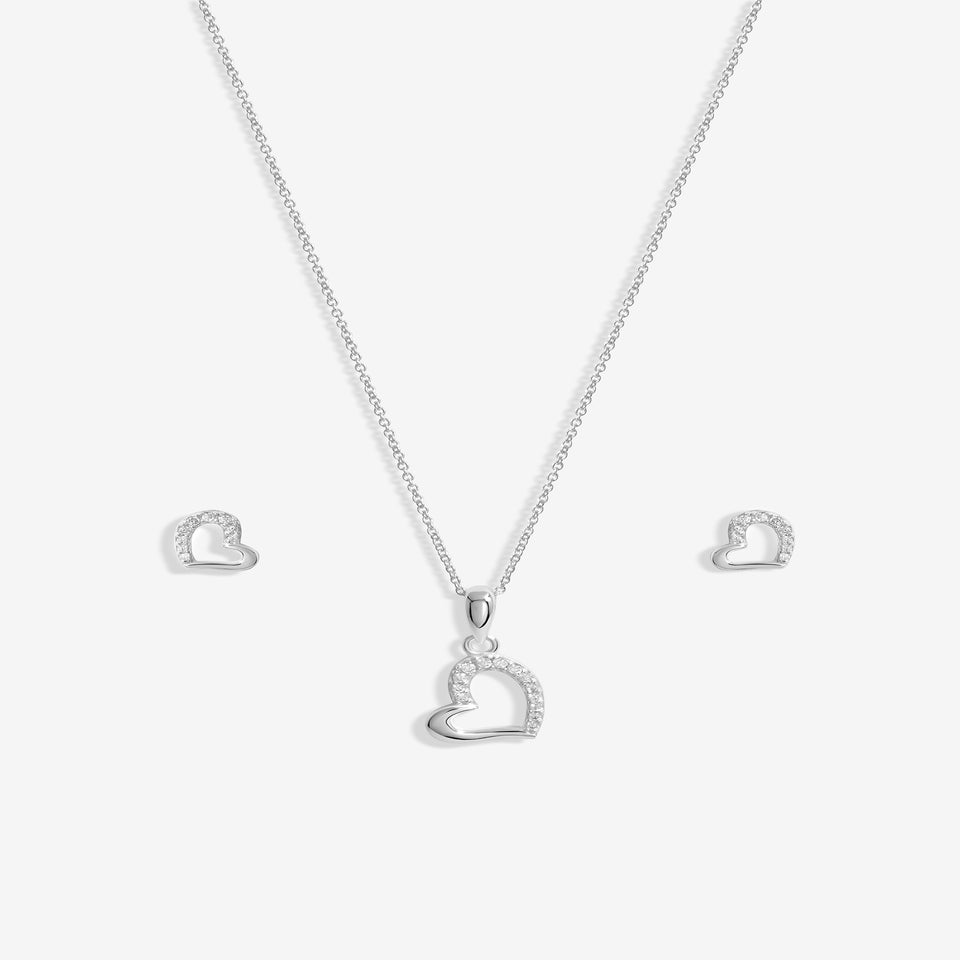 Simply Silver Sterling Silver 925 Polished & Cubic Zirconia Heart Set Gift Boxed