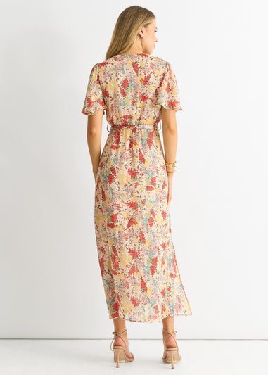 Gini London Floral Jacquard Chiffon Midi Dress