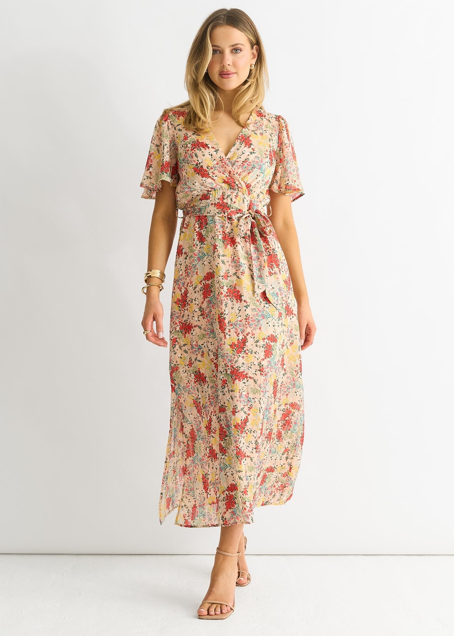Gini London Floral Jacquard Chiffon Midi Dress