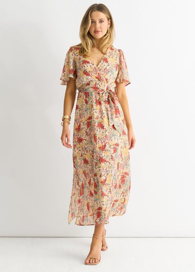 Gini London Floral Jacquard Chiffon Midi Dress
