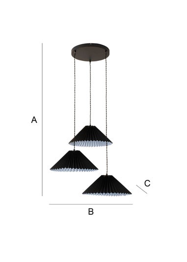 ValueLights Akira Black Pendant Light with Black Tapered Shade (111cm x 57cm x 57cm)