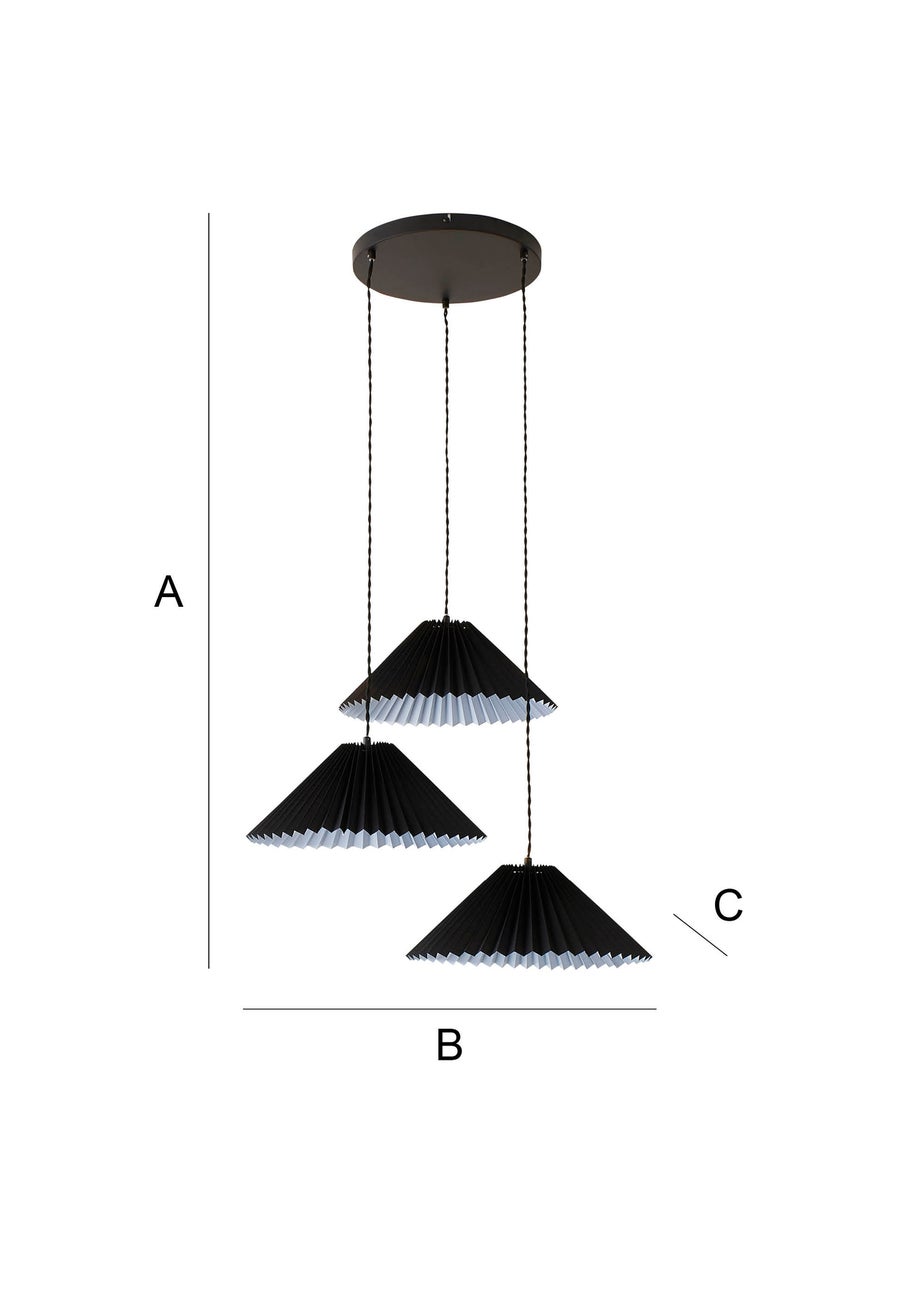 ValueLights Akira Black Pendant Light with Black Tapered Shade (111cm x 57cm x 57cm)