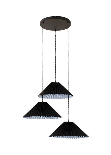 ValueLights Akira Black Pendant Light with Black Tapered Shade (111cm x 57cm x 57cm)