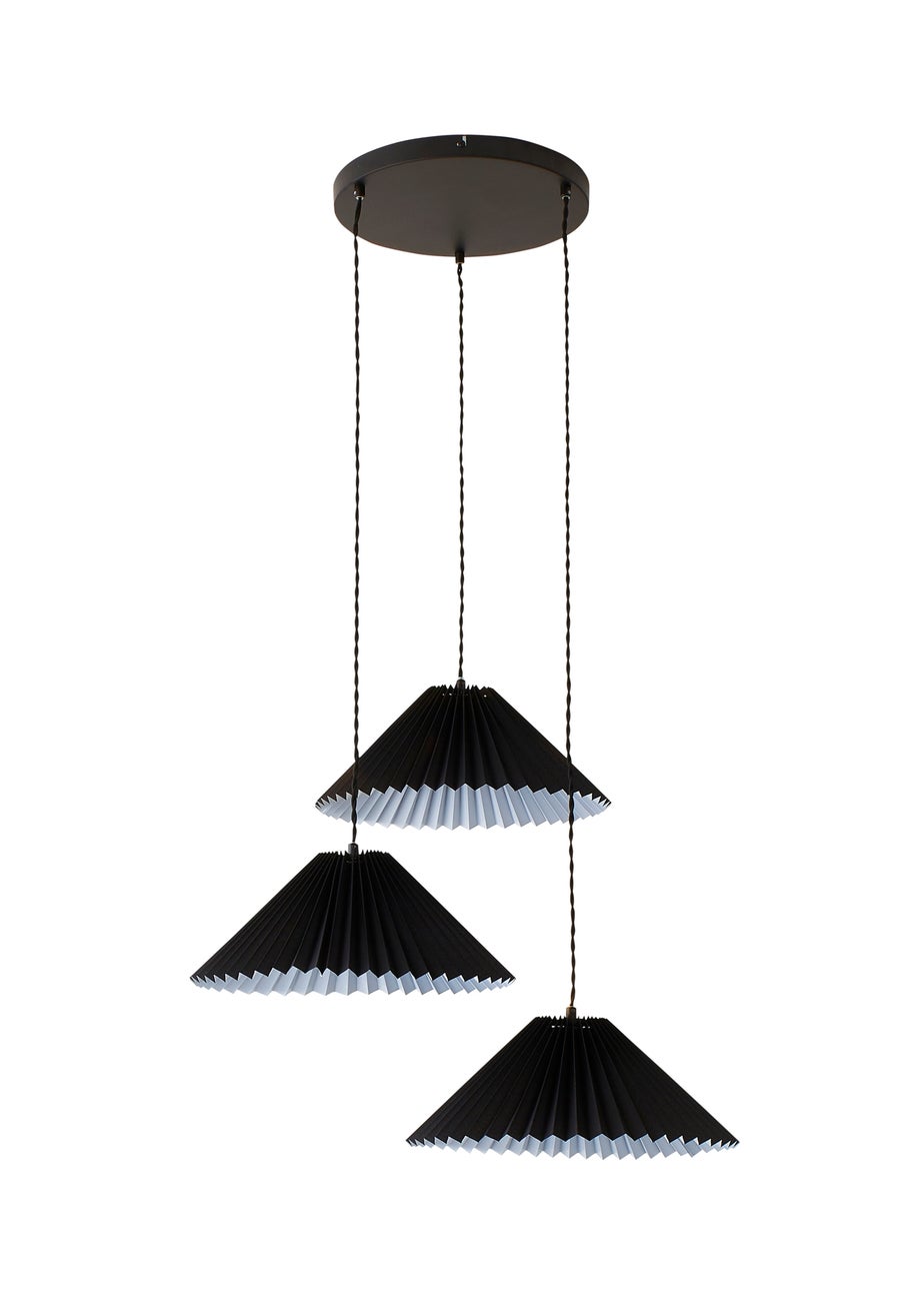 ValueLights Akira Black Pendant Light with Black Tapered Shade (111cm x 57cm x 57cm)