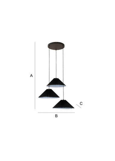 ValueLights Akira Black Pendant Light with Black Tapered Shade (111cm x 57cm x 57cm)