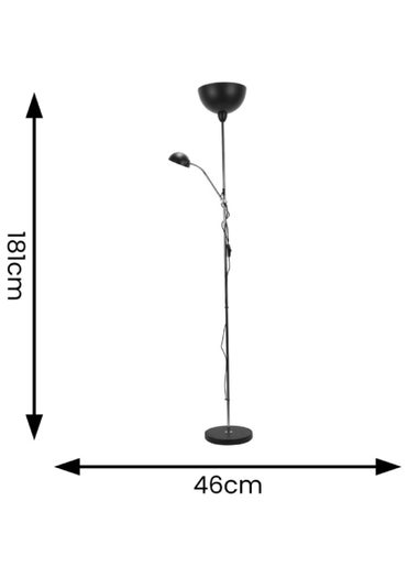 ValueLights Orion Matte Black Floor Lamp with White Shade (181cm x 46cm x 25cm)