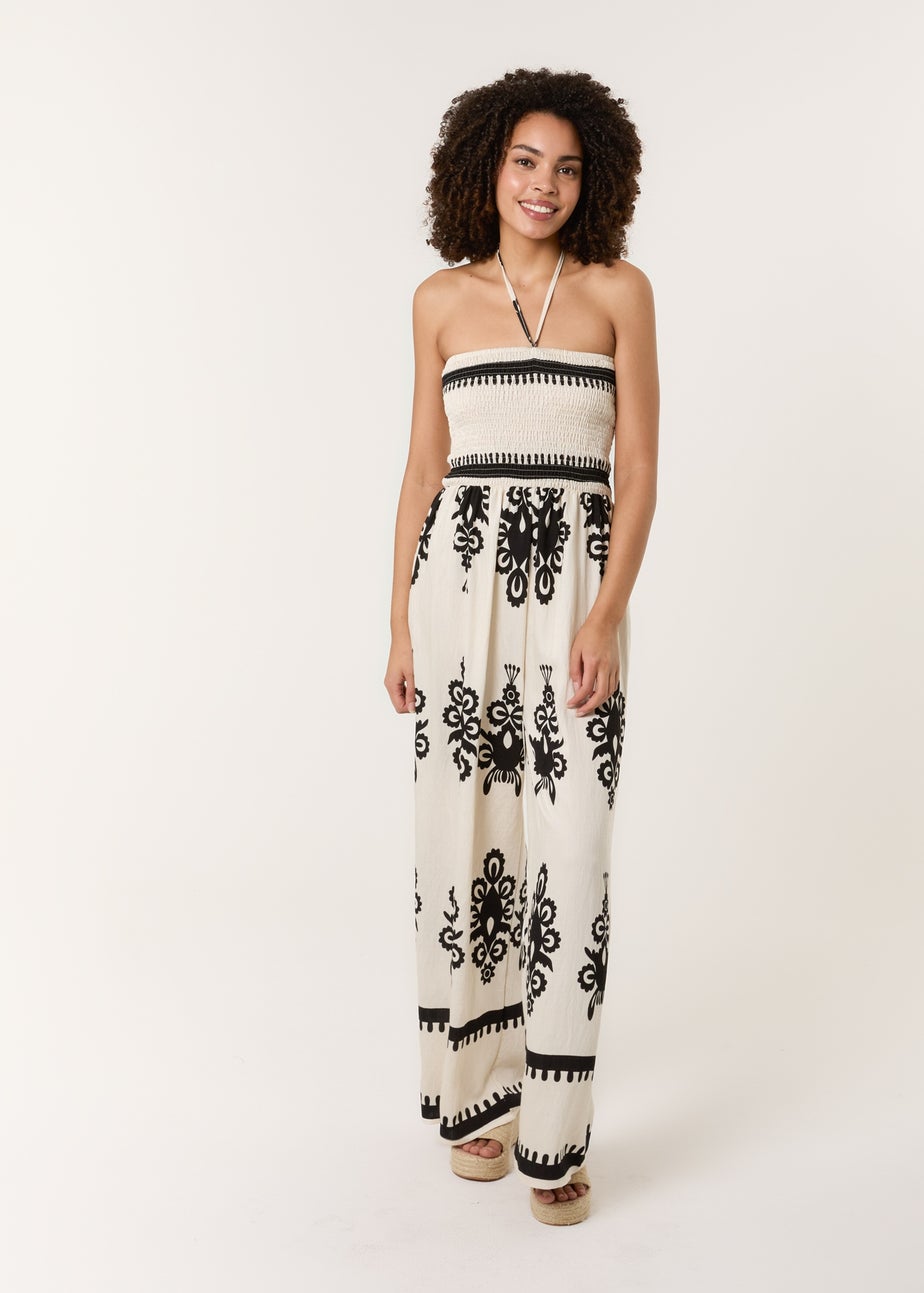 Blue Vanilla Stone Strapless Shirred Waist Jumpsuit