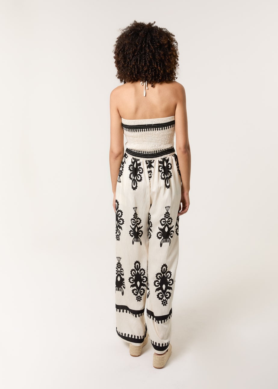 Blue Vanilla Stone Strapless Shirred Waist Jumpsuit