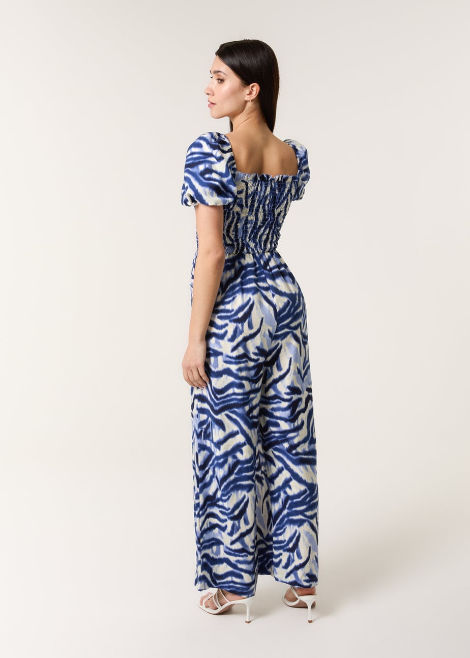 Blue Vanilla Blue Printed Puff Sleeve Jumpsuit
