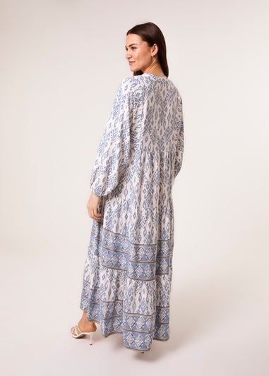 Blue Vanilla Blue Aztec Long Sleeve Maxi Dress
