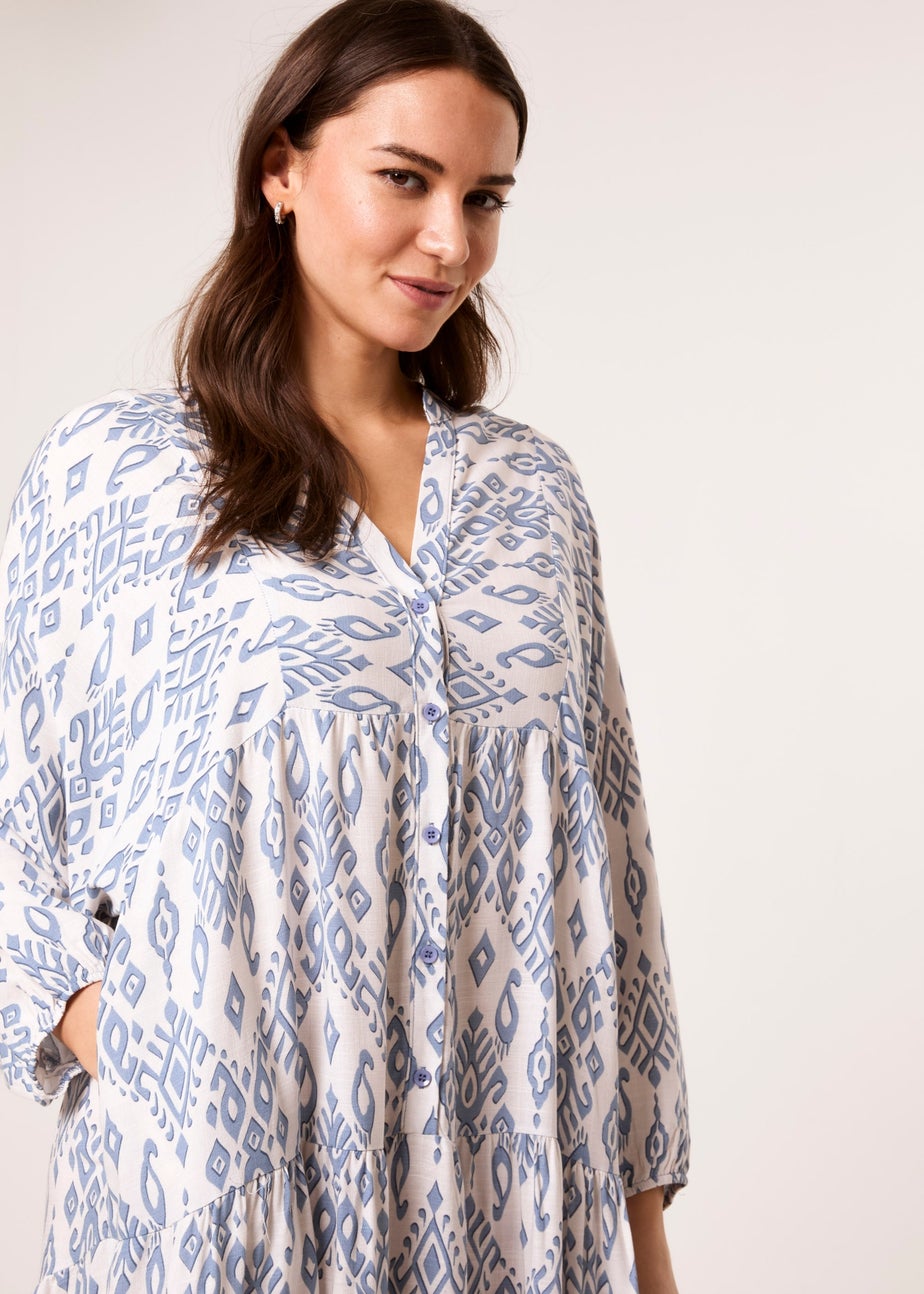 Blue Vanilla Blue Aztec Long Sleeve Maxi Dress