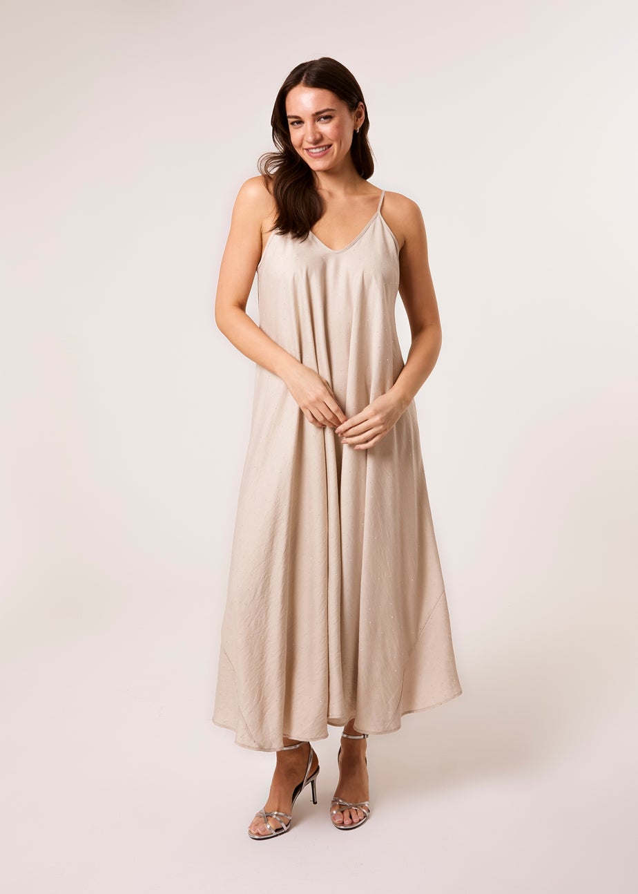 Blue Vanilla Stone V Neck Diamante Dress