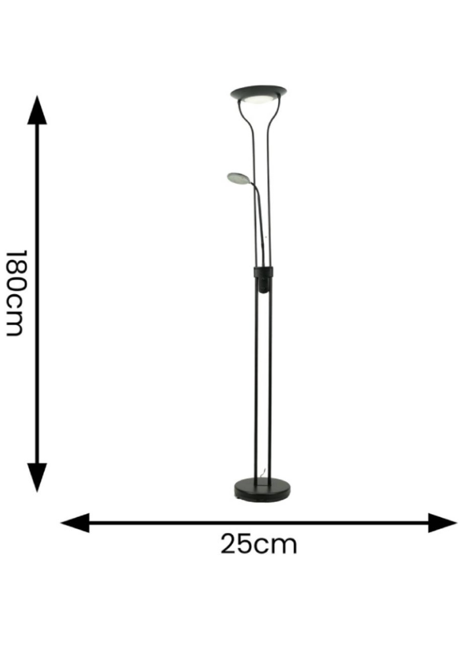 ValueLights Beata Dimmable Matte Black Floor Lamp (180cm x 25cm x 46cm)