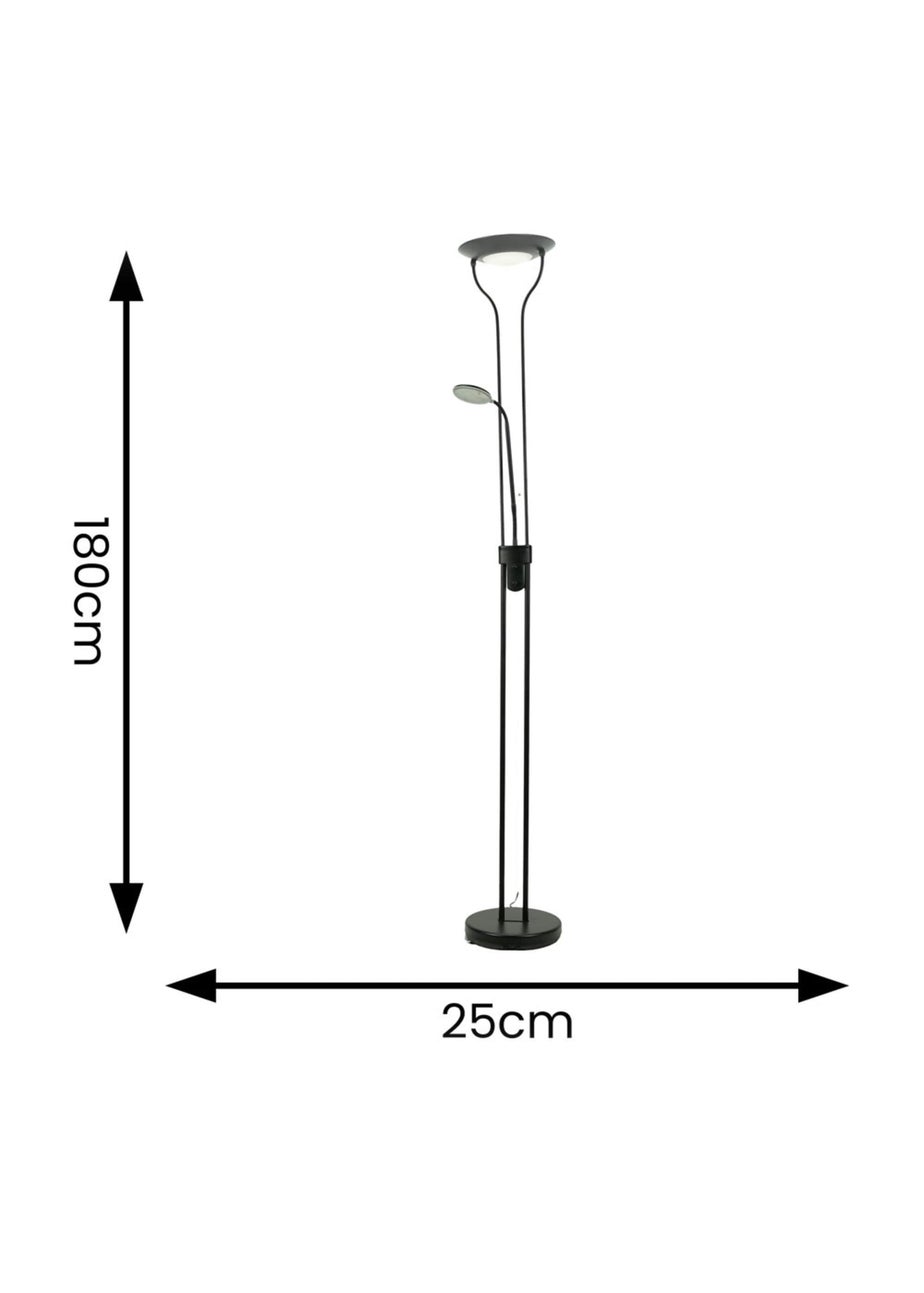 ValueLights Beata Dimmable Matte Black Floor Lamp (180cm x 25cm x 46cm)