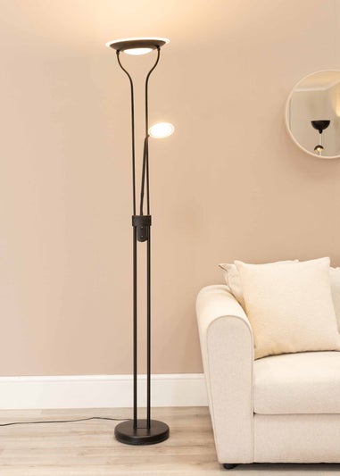 ValueLights Beata Dimmable Matte Black Floor Lamp (180cm x 25cm x 46cm)
