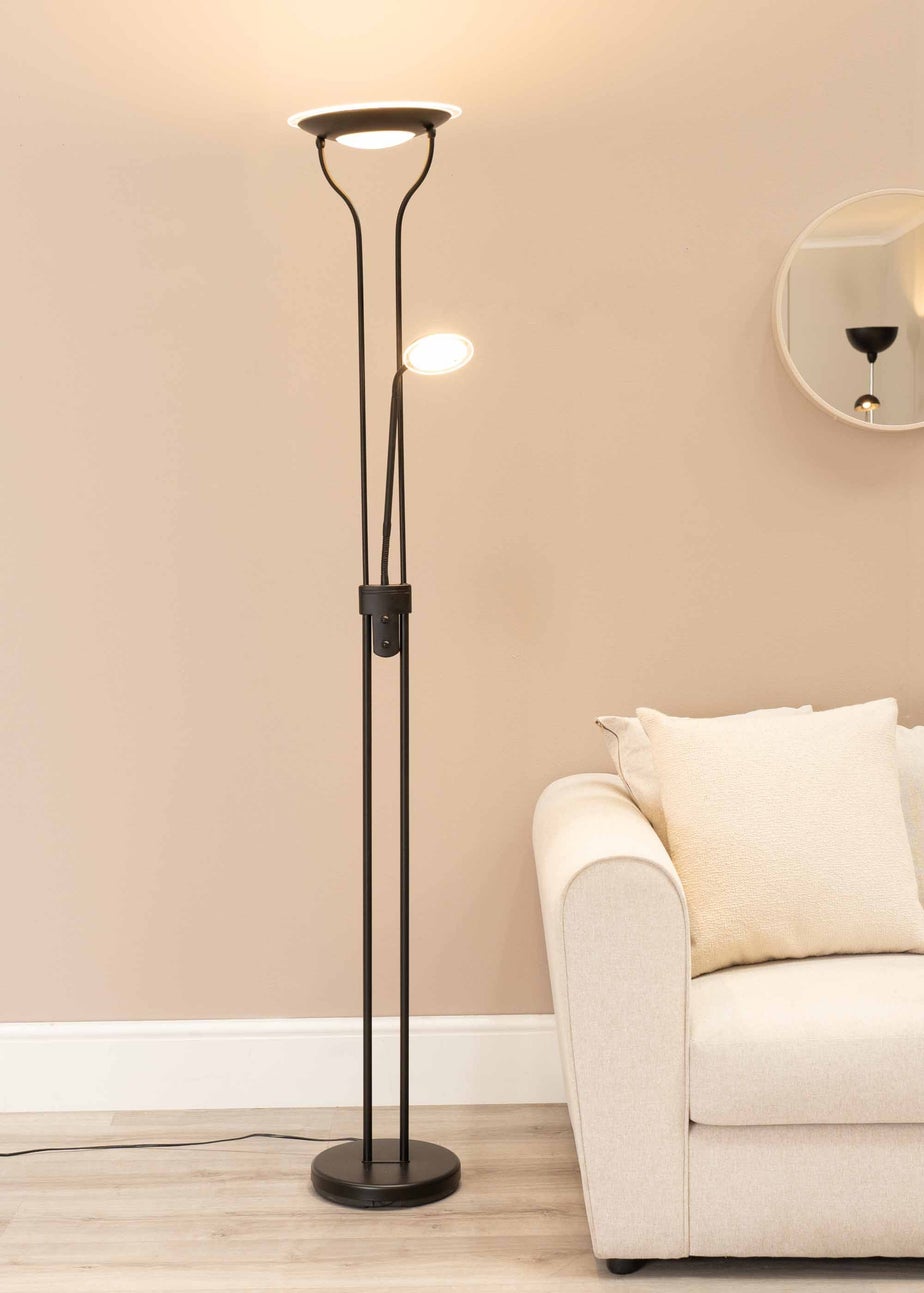 ValueLights Beata Dimmable Matte Black Floor Lamp (180cm x 25cm x 46cm)