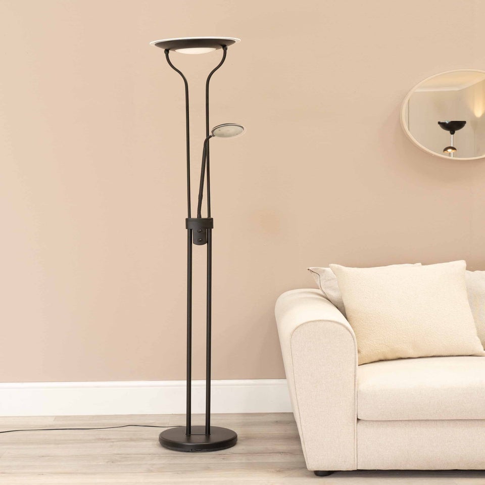ValueLights Beata Dimmable Matte Black Floor Lamp (180cm x 25cm x 46cm)