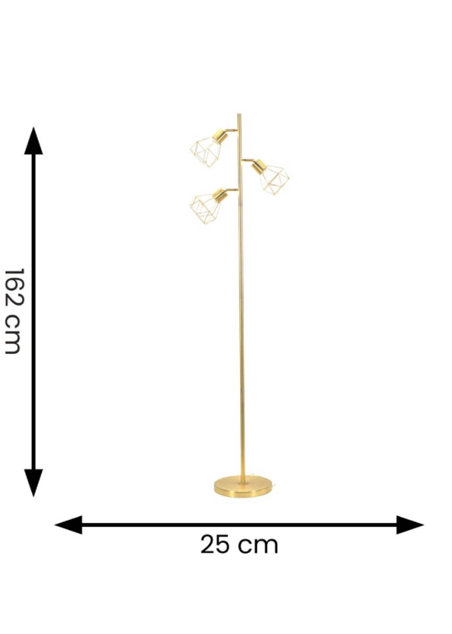 ValueLights Angus Brushed Floor Lamp with Gold  Shade (162cm x 25cm x 25cm)
