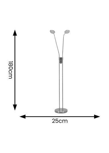 ValueLights Beata 2 arm Dimmable Brushed Silver Floor Lamp