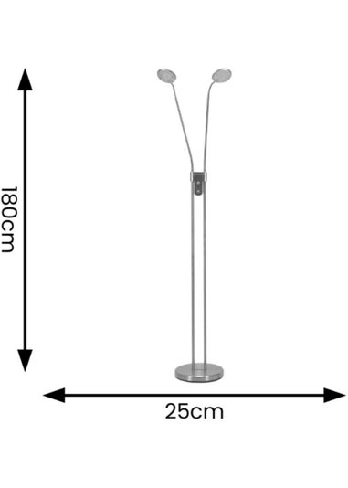 ValueLights Beata 2 arm Dimmable Brushed Silver Floor Lamp